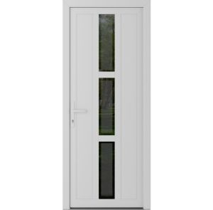 Front Exterior Prehung Metal-PlasticDoor | Manux 8112 White Silk | Office Commercial and Residential Doors Entrance Patio Garage W36" x H80" Right hand Inswing