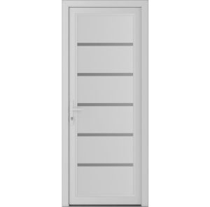 Front Exterior Prehung Metal-PlasticDoor | Manux 8415 White Silk | Office Commercial and Residential Doors Entrance Patio Garage W36" x H80" Right hand Inswing