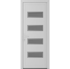 Front Exterior Prehung Metal-PlasticDoor | Manux 8113 White Silk | Office Commercial and Residential Doors Entrance Patio Garage W36" x H80" Right hand Inswing