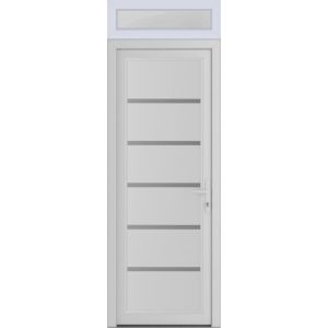 Front Exterior Prehung Metal-PlasticDoor | Manux 8415 White Silk | Top Sidelite Transom | Office Commercial and Residential Doors Entrance Patio Garage 32" x 94" (W32" x H80+14") Left hand Inswing