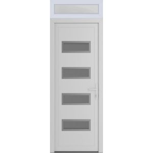 Front Exterior Prehung Metal-PlasticDoor | Manux 8113 White Silk | Top Sidelite Transom | Office Commercial and Residential Doors Entrance Patio Garage 36" x 94" (W36" x H80+14") Left hand Inswing