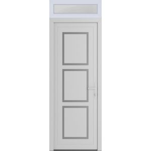 Front Exterior Prehung Metal-PlasticDoor | Manux 8661 White Silk | Top Sidelite Transom | Office Commercial and Residential Doors Entrance Patio Garage 36" x 94" (W36" x H80+14") Left hand Inswing