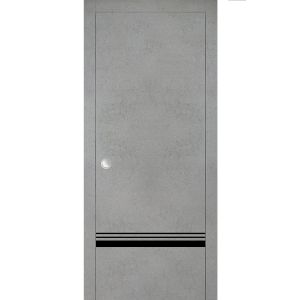 Sliding French Pocket Door with | Planum 0012 Concrete | Kit Trims Rail Hardware | Solid Wood Interior Bedroom Sturdy Doors