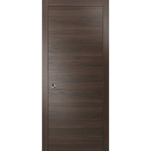 Sliding French Pocket Door with | Planum 0010 Chocolate Ash | Kit Trims Rail Hardware | Solid Wood Interior Bedroom Sturdy Doors