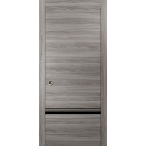 Sliding French Pocket Door with | Planum 0012 Ginger Ash | Kit Trims Rail Hardware | Solid Wood Interior Bedroom Sturdy Doors