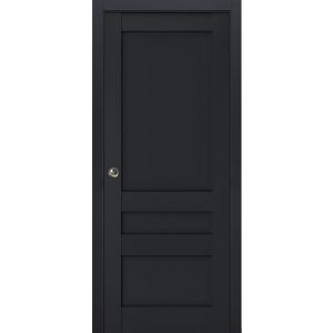 Sliding French Pocket Door | Veregio 7411 Antracite | Kit Trims Rail Hardware | Solid Wood Interior Bedroom Sturdy Doors