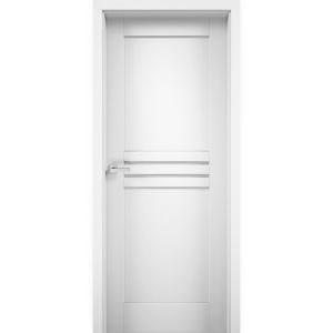 Solid French Door / Mela 7444 White Silk / Single Regular Panel Frame Handle / Bathroom Bedroom Modern Doors 