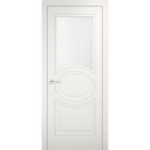 Solid French Door Opaque Glass / Mela 7012 Matte White / Single Regular Panel Frame Handle / Bathroom Bedroom Modern Doors 