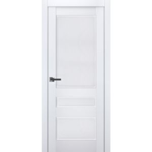 Interior Solid French Door | Veregio 7411 White Silk | Single Regular Panel Frame Trims Handle | Bathroom Bedroom Sturdy Doors 