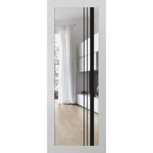 Slab Barn Door Panel Lite | Lucia 2566 White Silk with Clear Glass | Sturdy Finished Modern Doors | Pocket Closet Sliding 