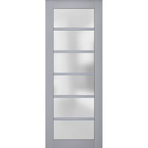 Slab Barn Door Panel | Veregio 7602 Matte Grey with Frosted Glass | Sturdy Finished Doors | Pocket Closet Sliding