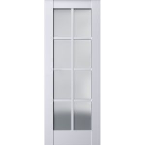 Slab Barn Door Panel | Veregio 7412 White Silk with Frosted Glass | Sturdy Finished Doors | Pocket Closet Sliding