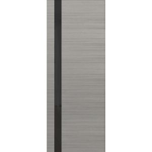 Slab Barn Door Panel | Planum 0040 Grey Ash with Black Glass | Sturdy Finished Doors | Pocket Closet Sliding