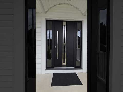 VDOM Exterior Door Deux 1755 Black Enamel  2 Sidelight Exterior Windows  - UnitedPorte