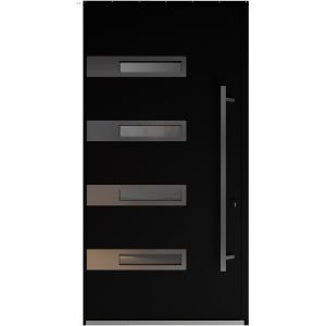 Front Exterior Pivot Prehung Aluminum Door / Axis 1131 Matte Black / Entry Metal Modern W48" x H80" Left-hand Inswing