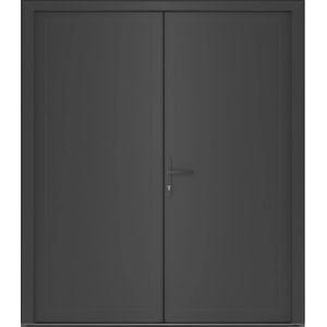 Front Exterior Prehung Metal-Plastic Double Doors / MANUX 8111 Antracite / Office Commercial and Residential Doors Entrance Patio Garage 72" x 80" Right-Hand