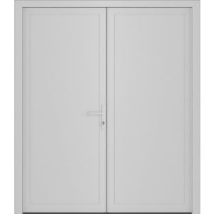Front Exterior Prehung Metal-Plastic Double Doors / MANUX 8111 White Silk / Office Commercial and Residential Doors Entrance Patio Garage 72" x 80" Left-Hand