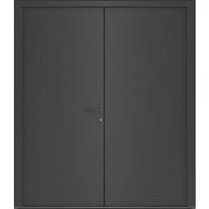Front Exterior Prehung Metal-Plastic Double Doors / MANUX 8111 Antracite / Office Commercial and Residential Doors Entrance Patio Garage 72" x 80" Left-Hand