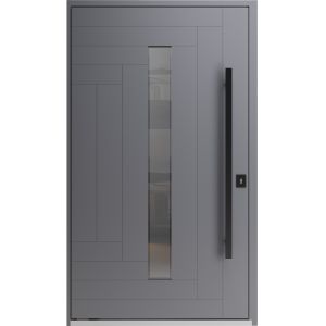 Front Exterior Pivot Prehung Aluminum Door / Axis 1130 Grey / Entry Metal Modern W48" x H80" Left-hand Inswing