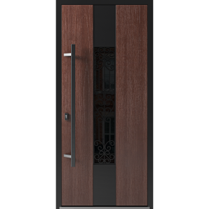 Front Exterior Prehung Steel Door / Ronex 1205 Bronze Oak / Entry Metal Modern Painted W36" x H80" Right hand Inswing