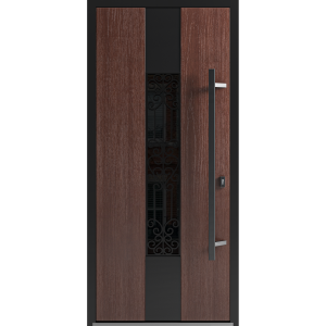 Front Exterior Prehung Steel Door / Ronex 1205 Bronze Oak / Entry Metal Modern Painted W36" x H80" Left hand Inswing