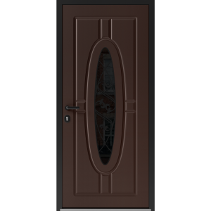 Front Exterior Prehung Steel Door / Ronex 1277 Brown / Entry Metal Modern Painted W36" x H80" Right hand Inswing