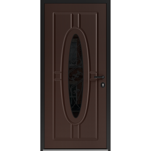 Front Exterior Prehung Steel Door / Ronex 1277 Brown / Entry Metal Modern Painted W36" x H80" Left hand Inswing