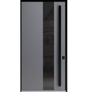 Front Exterior Pivot Prehung Aluminum Door / Axis 1711 Gray Graphite / Entry Metal Modern W48" x H80" Left-hand Inswing