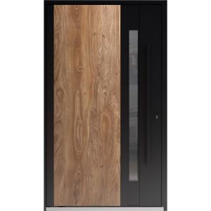 Front Exterior Pivot Prehung Aluminum Door / Axis 1163 Venezia Noce / Entry Metal Modern W48" x H80" Left-hand Inswing