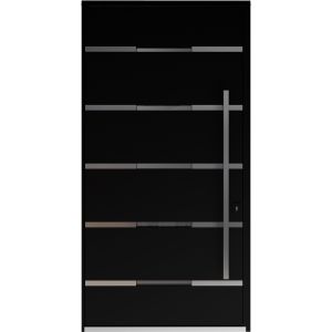 Front Exterior Pivot Prehung Aluminum Door / Axis 1115 Matte Black / Entry Metal Modern W48" x H80" Left-hand Inswing