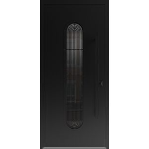 Front Exterior Aluminum Door / Ronex 0521 Black / Prehung Entry Steel Metal Modern Painted W36"xH80" Left-hand Inswing