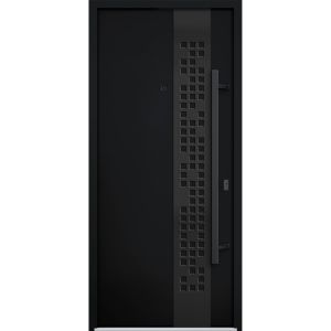 Front Exterior Prehung Steel Door / Deux 6078 Black Enamel / Entry Metal Modern Painted W36" x H80" Left hand Inswing