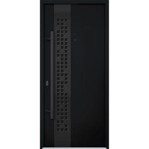 Front Exterior Prehung Steel Door / Deux 6078 Black Enamel / Entry Metal Modern Painted W36" x H96" Right hand Inswing
