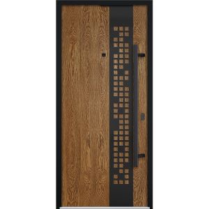 Front Exterior Prehung Steel Door / Deux 6678 Natural Oak / Entry Metal Modern Painted W36" x H80" Left hand Inswing