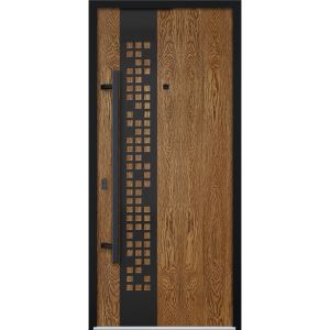 Front Exterior Prehung Steel Door / Deux 6678 Natural Oak / Entry Metal Modern Painted W36" x H80" Right hand Inswing