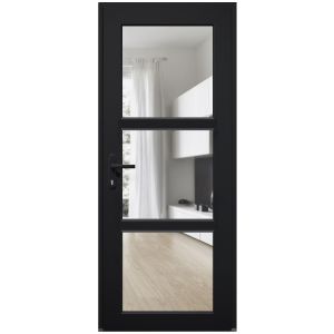 Front Exterior Prehung FiberGlass Door Clear Glass See-through / Manux 8555 Matte Black Clear Glass / Office Commercial and Residential Doors Entrance Patio Garage-W36" x H80"-Right-hand Inswing