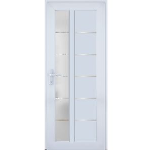 Front Exterior Prehung FiberGlass Door Frosted Glass / Manux 8088 White Silk / Office Commercial and Residential Doors Entrance Patio Garage
