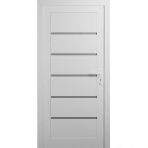 Front Exterior Prehung Metal-Plastic Door | Manux 8415 White Silk | Office Commercial and Residential Doors Entrance Patio Garage W30" x H80" Right hand Inswing