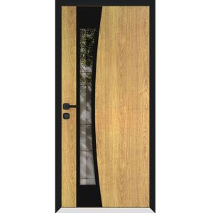 Front Exterior Prehung Aluminum Door / Cynex 6116 Black / Entry Steel Metal Modern Painted W36"xH96" LH-O