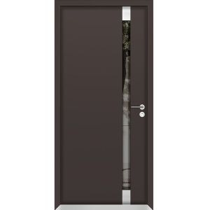Front Exterior Prehung Aluminum Door / Cynex 6777 Brown / Entry Steel Metal Modern Painted W32"xH80" Left-hand Inswing
