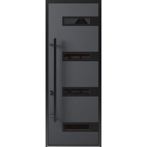 Front Exterior Prehung Steel Door / Ronex 0131 Grey 96" / Entry Metal Modern Painted W36" x H96" Right hand Inswing