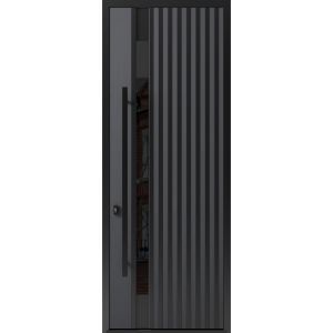 Front Exterior Prehung Steel Door / Ronex 0144 Grey 96" / Entry Metal Modern Painted W36" x H96" Right hand Inswing