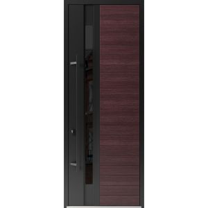 Front Exterior Prehung Steel Door / Ronex 0162 Red Oak 96" / Entry Metal Modern Painted W36" x H96" Right hand Inswing