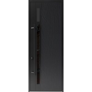 Front Exterior Prehung Steel Door / Dekton 0163 Ardesia Nero 96”/ Entry Metal Modern Painted W36" x H96" Right hand Inswing
