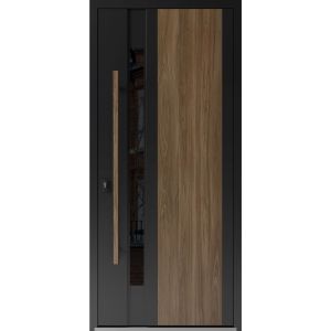 Front Exterior Prehung Steel Door / Dekton 0163 Venezia Noce / Entry Metal Modern Painted W36" x H80" Right hand Inswing