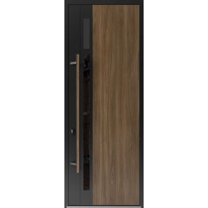 Front Exterior Prehung Steel Door / Dekton 0163 Venezia Noce 96”/ Entry Metal Modern Painted W36" x H96" Right hand Inswing