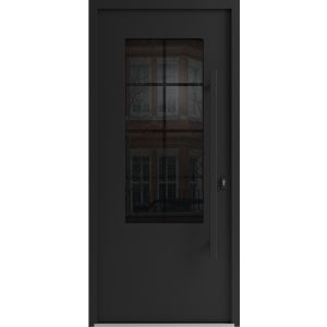 Front Exterior Prehung Aluminum Door / Iron 0101 Black / Entry Steel Metal Classic Painted 36 x 80 (36" x 80")-Left-hand Inswing