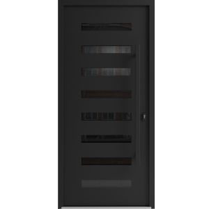 Front Exterior Prehung Aluminum Door / Iron 0188 Black / Entry Steel Metal Classic Painted 36 x 80 (36" x 80")-Left-hand Inswing