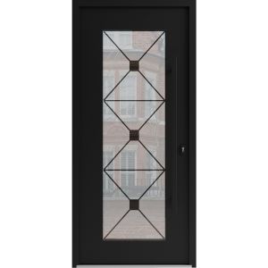 Front Exterior Prehung Aluminum Door / Iron 1655 Black / Entry Steel Metal Classic Painted 36 x 80 (36" x 80")-Left-hand Inswing
