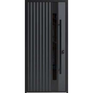 Front Exterior Prehung Steel Door / Ronex 0144 Grey / Entry Metal Modern Painted W36" x H80" Left hand Inswing